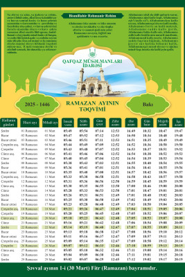 Ramazan ayının təqvimi - 2025
