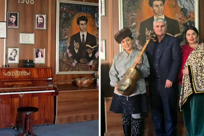 Elza Seyidcahan Mikayıl Müşfiqin ev muzeyinə HƏDİYYƏ İLƏ GƏLİB