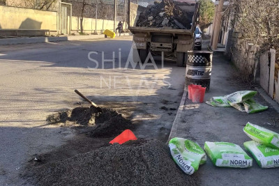 Qubada tez-tez su altında qalan küçə təmir olunur - FOTO