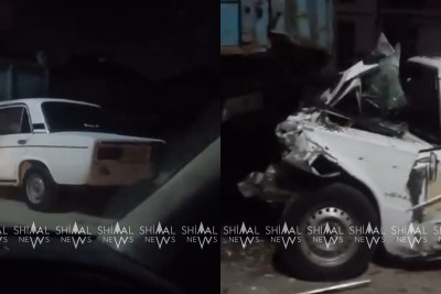 Qubada minik avtomobili yük maşınına çırpılıb - VİDEO