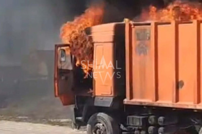 Xaçmazda avtomobil yanıb - VİDEO