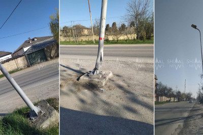 Quba-Xaçmaz yolunda dirəklər “sərxoş” olub - FOTO