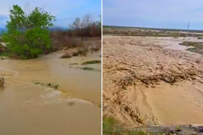 Ödənişli yolu da su basıb – VİDEO