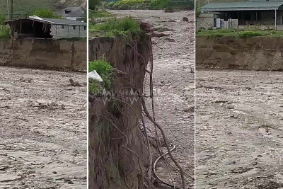 Şabranın Surra kəndində çay kənarındakı evlər təhlükədədir