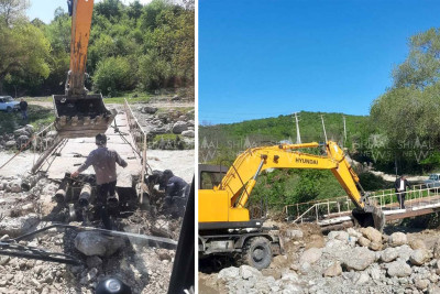 Şabranda güclü selin fəsadları aradan qaldırılır - VİDEO