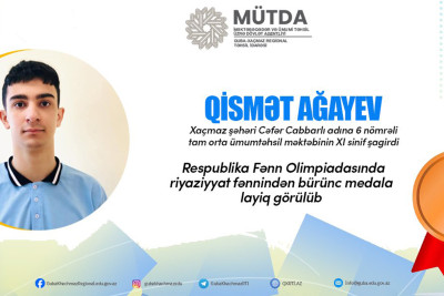 Xaçmazlı şagird bürünc medal qazanıb