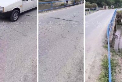 Xaçmazda körpü qəzalı vəziyyətə düşüb - VİDEO