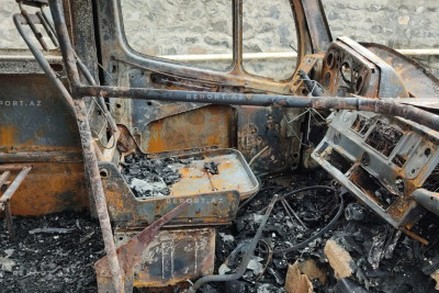 Sərnişin avtobusu yanıb külə döndü – FOTO