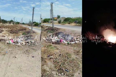 Şabranın Nizami küçəsində tullantılar gecələr yandırılır - VİDEO