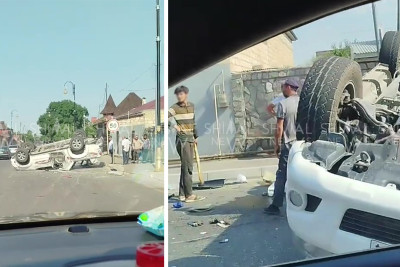 Qubada avtomobil aşdı - VİDEO