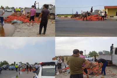 Xaçmazda yük maşını aşdı