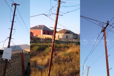 Xaçmazın köhnə, əyilmiş elektrik dirəkləri - VİDEO