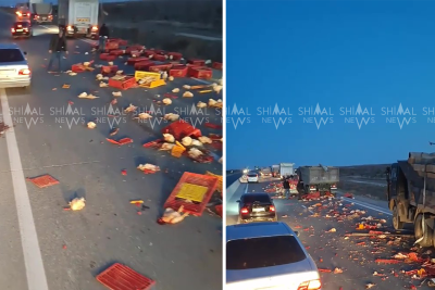 Toyuq daşıyan avtomobil qəzaya düşdü - VİDEO