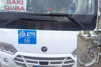 Quba-Bakı avtobusu velosipedçini vurdu - FOTO