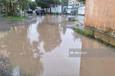 Güclü yağış Balakəni vurdu: Həyətlər suya qərq oldu