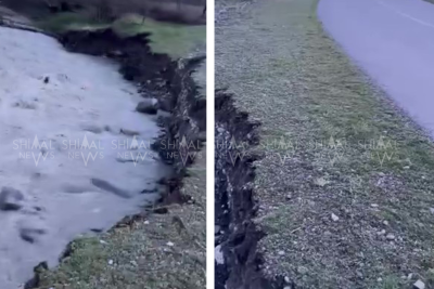 Qubada təhlükə yolun bir addımlığında - VİDEO