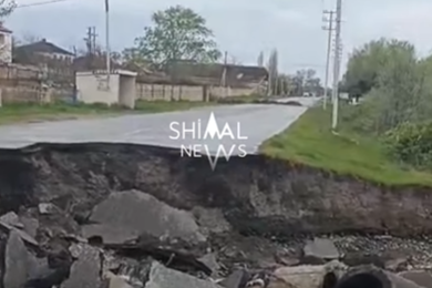 Xaçmazda çökən yol bir aydır təmirsiz qalıb