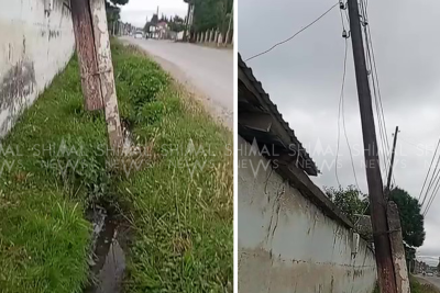 Qubada təhlükəli mənzərə: Elektrik dirəyi evin üstünə əyilib