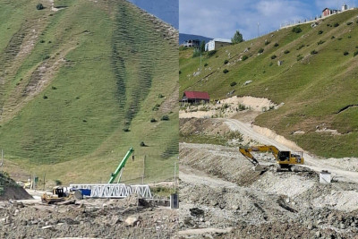 Qusarın Ləzə kəndində palçıq selinin fəsadları aradan qaldırılır