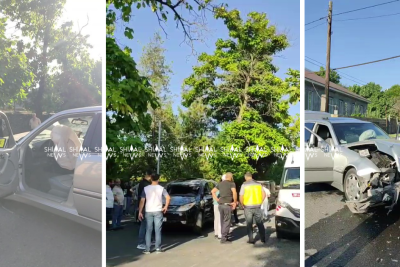 Qaxda iki avtomobil toqquşdu, "Hyundai" aşdı
