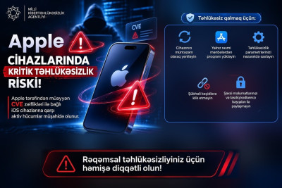 MKA "Apple" cihazlarında təhlükəsizlik boşluğu ilə bağlı istifadəçilərə növbəti dəfə xəbərdarlıq edib